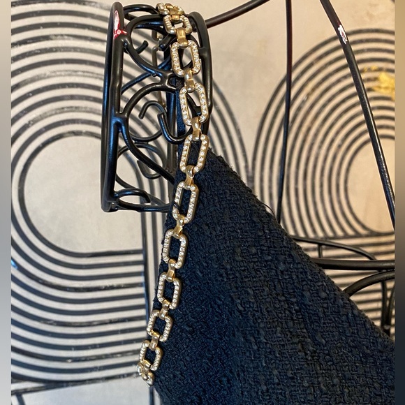 Vintage black tweed dress, vintage style, gold detailing. SHIP FAST!! - Picture 6 of 6